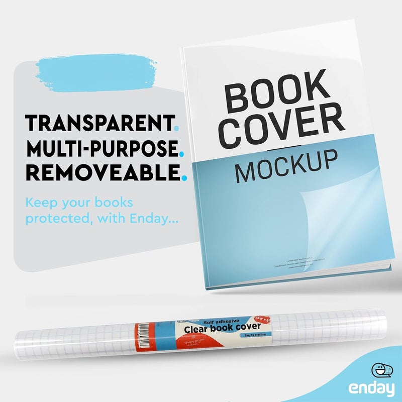 Enday Clear Contact Paper, 13.5” x 5-Feet, Transparent Self Adhesive Book and Textbook Covers for Paperbacks and Hard Covers, Plastic Protective Covering Contact Paper Roll, Acid Free, 2 Rolls – by - Image 4