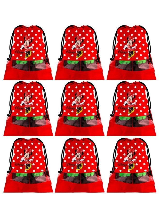 Kuber Industries Kuber Industries Portable Travel Shoe Bags Dust-Proof Shoe Organizer Space Saving Storage Bags, Disney Minnie Print (Set of 9,Red) -HS_35_LUGGAGE17998 - Image 1