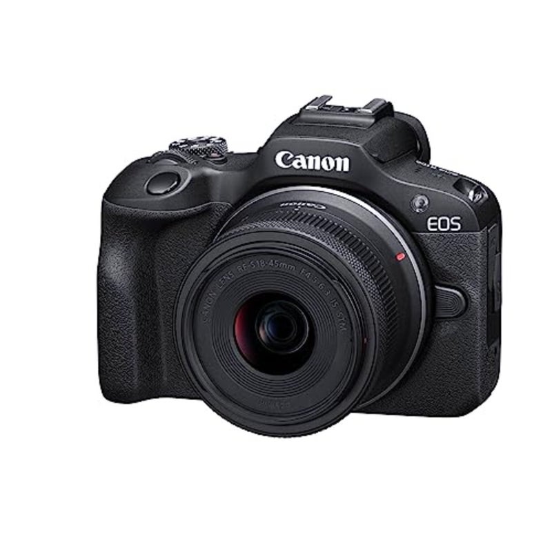 EOS R100 Mirrorless Camera with RF-S 18-45mm F4.5-6.3 IS STM Lens, Black: 1 camera + 1 lens for photography enthusiasts, lightweight polycarbonate body, image stabilization, black finish, compact and beginner-friendly design - Image 1