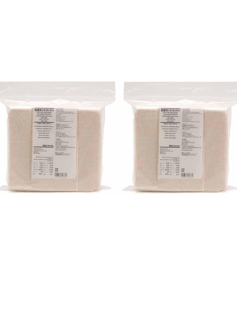 MUJI MUJI Makeup Facial Soft Cut Cotton Unbleached 60x50 mm 180pcs　ｘ　2 Packs (Total 360 Sheets) Value Set  - Image 1
