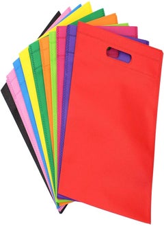 KisSealed KisSealed 50 Pieces 10 by 12 inches Poly Non-Woven Bags Party Gift Tote Bag with Handles Goodie Rainbow Colors Treat Bag for Party Favors，10 Colors 
