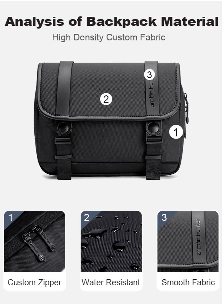 ARCTIC HUNTER - Crossbody Bag for Men, Lightweight Small Tablet Bag Work Office Bag, Black - Image 1