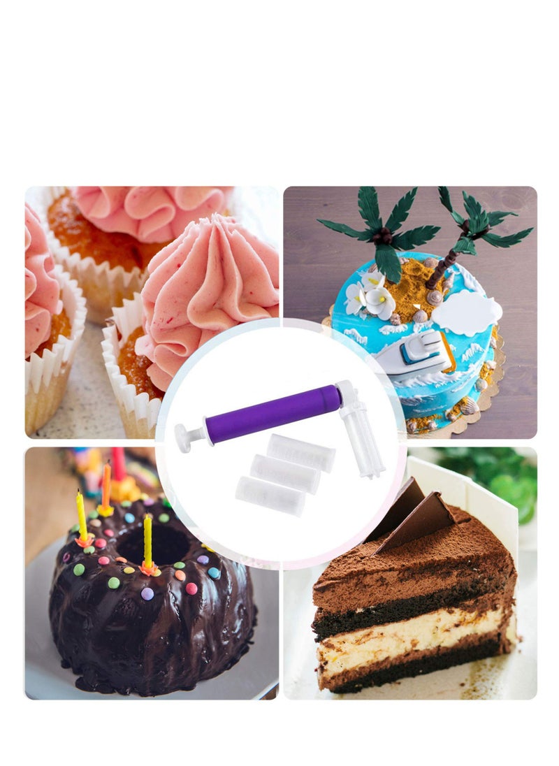SYOSI Manual Airbrush, Manual Airbrush for Decorating Cakes, DIY Baking Tools with 4pcs Cake Spray Tube for Kitchen Decorating Cakes Cupcakes Cookies and Desserts (purple)  - Image 2