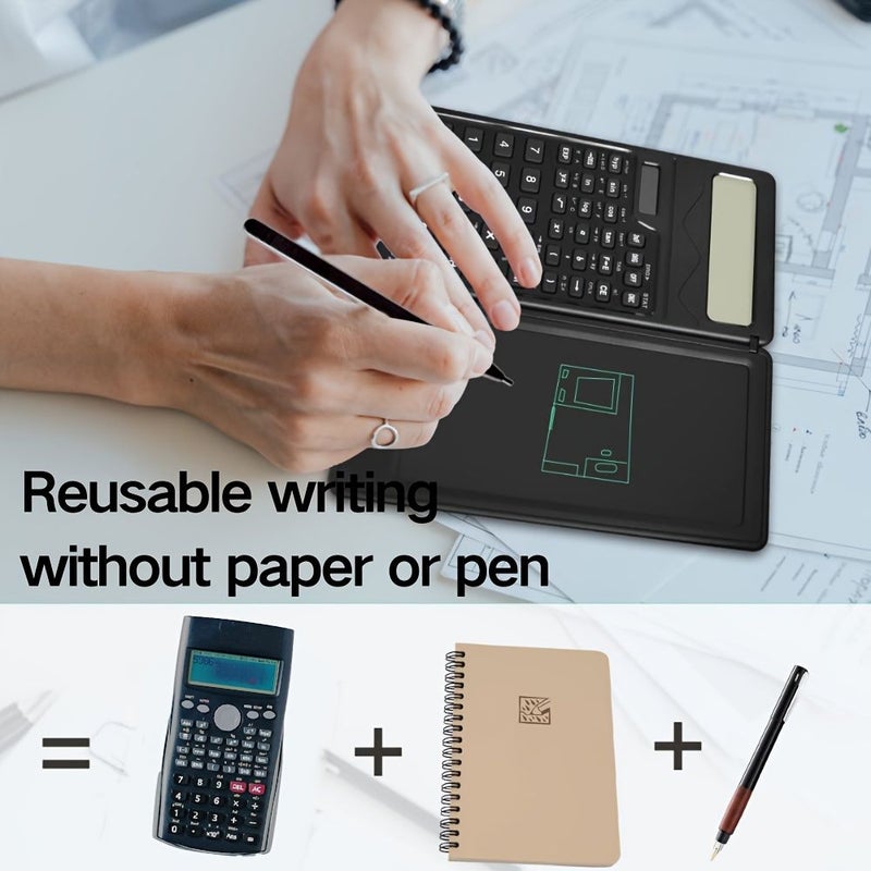 Black Foldable Scientific Calculator 240 Plus Functions Color LCD Writing Tablet Stylus Solar Dual Battery 12 Digit High School College Exam One Touch Clear Back to School 2025 Hot Gift - Image 2