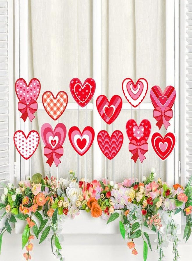 Iceyyyy 12 Pcs Valentine’s Day Heart Shape Planter Stakes-14.6 Inch Heart Decorative Graden Yard Stakes-Valentines Plant Yard Signs for Home Anniversary Party Outdoor Lawn Decor - Image 1