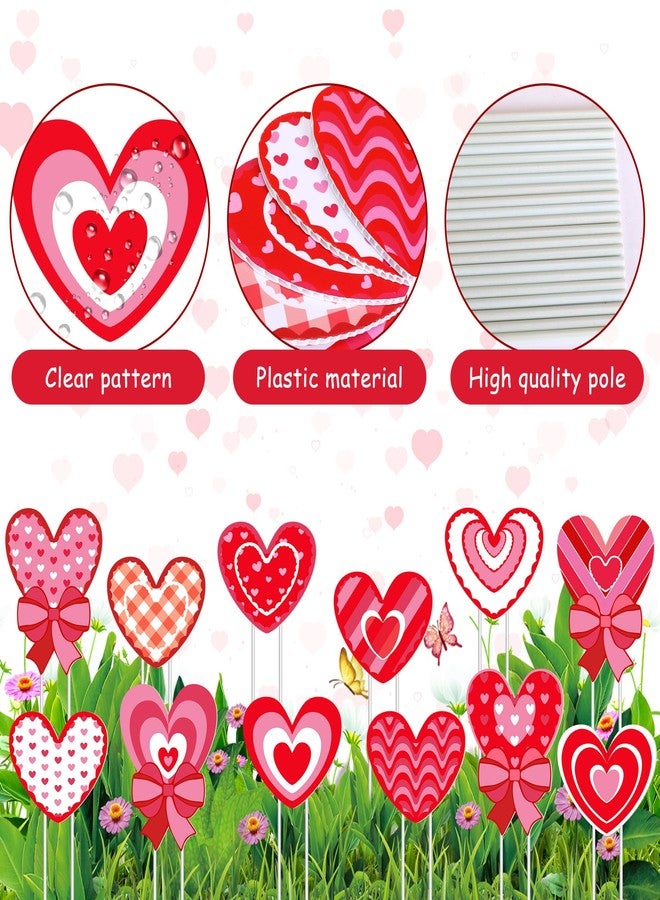 Iceyyyy 12 Pcs Valentine’s Day Heart Shape Planter Stakes-14.6 Inch Heart Decorative Graden Yard Stakes-Valentines Plant Yard Signs for Home Anniversary Party Outdoor Lawn Decor - Image 3