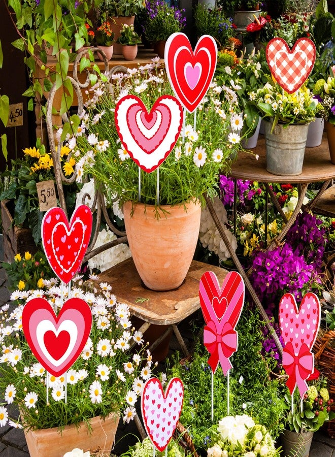 Iceyyyy 12 Pcs Valentine’s Day Heart Shape Planter Stakes-14.6 Inch Heart Decorative Graden Yard Stakes-Valentines Plant Yard Signs for Home Anniversary Party Outdoor Lawn Decor - Image 5