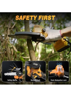 Beauenty Powered Mini Chainsaw Machine Cordless 6-inch Handheld Electric Power Chain Saw Auto Refueling with 2 Batteries for Yard Home and Garden Tree Trimming Wood Cutting  - Image 4