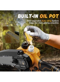 Beauenty Powered Mini Chainsaw Machine Cordless 6-inch Handheld Electric Power Chain Saw Auto Refueling with 2 Batteries for Yard Home and Garden Tree Trimming Wood Cutting  - Image 5