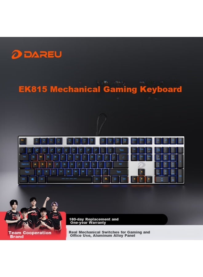 Daryo Dareu Ek815 Mechanical Alloy Edition, Mechanical Keyboard, Wired Keyboard, Gaming Keyboard, 108 Keys, Single Backlight, Multi-key Anti-ghosting, Pubg Keyboard, Black And Silver Black Switches - Image 4