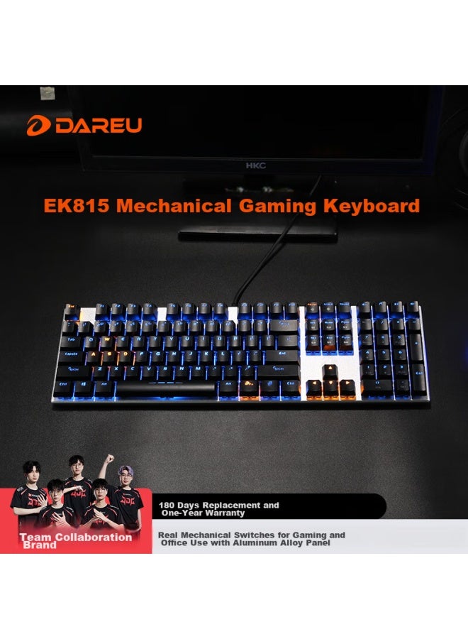 Daryo Dareu Ek815 Mechanical Alloy Edition, Mechanical Keyboard, Wired Keyboard, Gaming Keyboard, 108 Keys, Single Backlight, Multi-key Anti-ghosting, Pubg Keyboard, Black And Silver Black Switches - Image 5