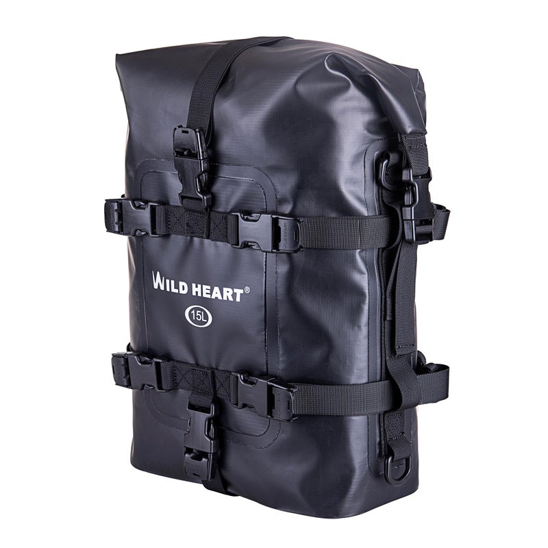 WILD HEART Waterproof Crash Bar Bags 6L8L15L Motorcycle Bag used as Motorcycle Luggage Sissy Bar Back Seat Saddle Rack Rear Fender Pouch Dirt Bike Gear Side Tool Bag Pack for moto ATV15L Black - Image 2