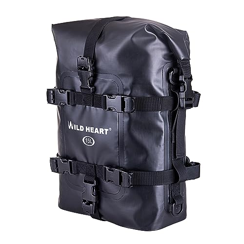 WILD HEART Waterproof Crash Bar Bags 6L8L15L Motorcycle Bag used as Motorcycle Luggage Sissy Bar Back Seat Saddle Rack Rear Fender Pouch Dirt Bike Gear Side Tool Bag Pack for moto ATV15L Black - Image 1