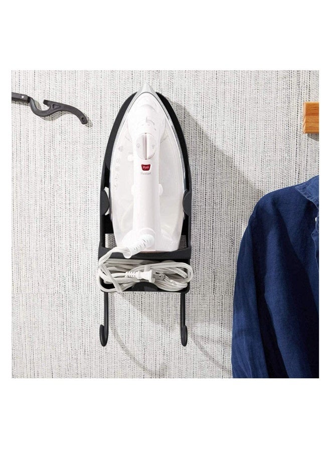 Ironing Board Holder Wall Mounted Storage Organizer  Electric Iron Holder Household Bathroom Shelf with Heat Resistant Tray Storage Organizer Easily Mount Against Wall Black - Image 4