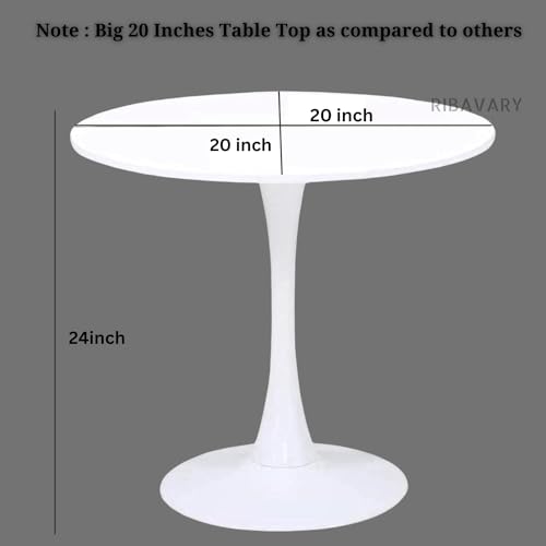 RIBAVARY™ Wooden Pedestal Table, Accent Bedside Table,Modern Coffee End Table for Living Room, Bedroom and Balcony with Latest Round Design Table (White + Black) - Image 2