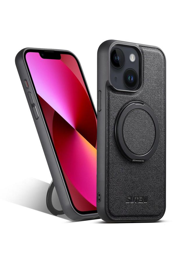 Suteni Case For iPhone 13 G3 360 Rotation Holder MagSafe Denim Leather Back Phone Case - Image 1