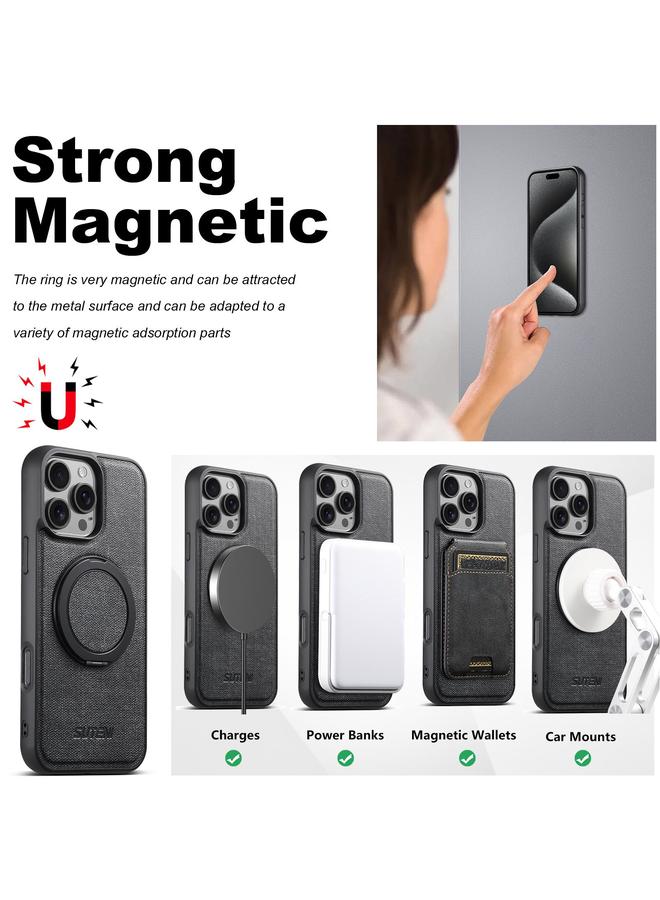 Suteni Case For iPhone 13 G3 360 Rotation Holder MagSafe Denim Leather Back Phone Case - Image 4