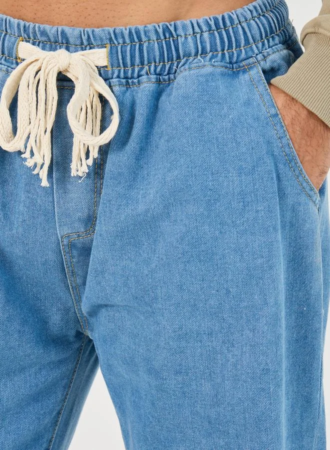 ستايلي Cotton Stretch Loose Fit Jeans with Contrast Drawcord