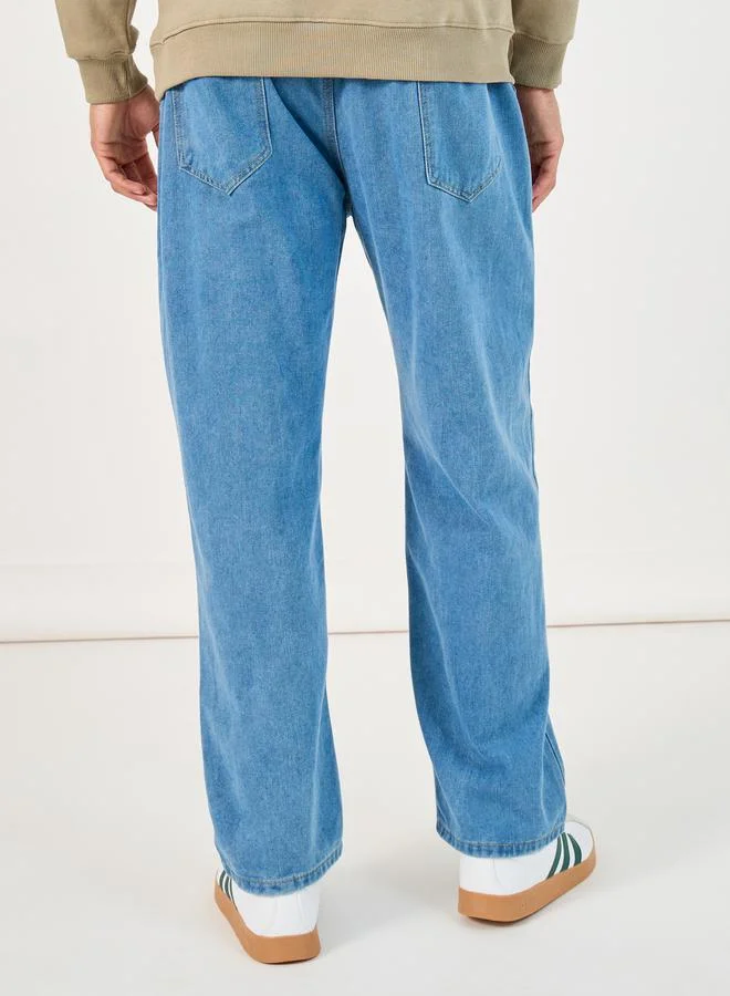 ستايلي Cotton Stretch Loose Fit Jeans with Contrast Drawcord