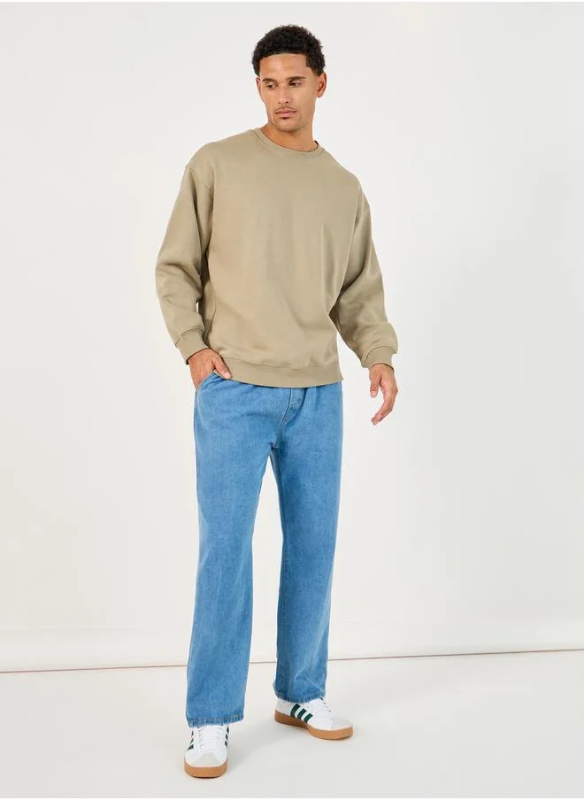 ستايلي Cotton Stretch Loose Fit Jeans with Contrast Drawcord