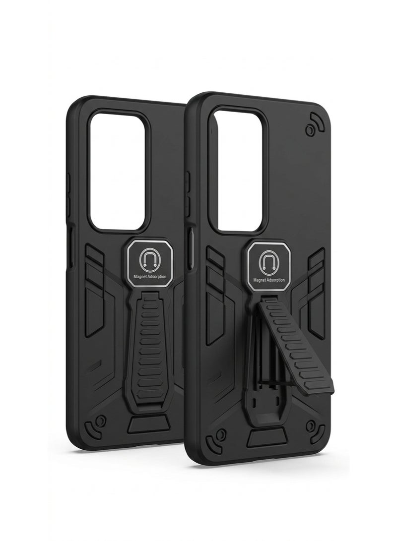 A highly durable, shock-resistant back cover with a built-in kickstand and magnetic adhesive. Compatible With phone Oppo A5 2025 ,An Excellent Choice For Those Who Appreciate Luxury. - Image 2