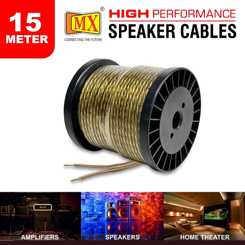 MX كابل سلك مكبر الصوت OFC نحاس خالي من الأكسجين 14 AWG قياس 2 موصل سلك مكبر الصوت 15 متر لنظام المسرح المنزلي مكبرات الصوت المحيطة سلك السيارة الخارجية مكبرات الصوت RV كابل الصوت - Image 5