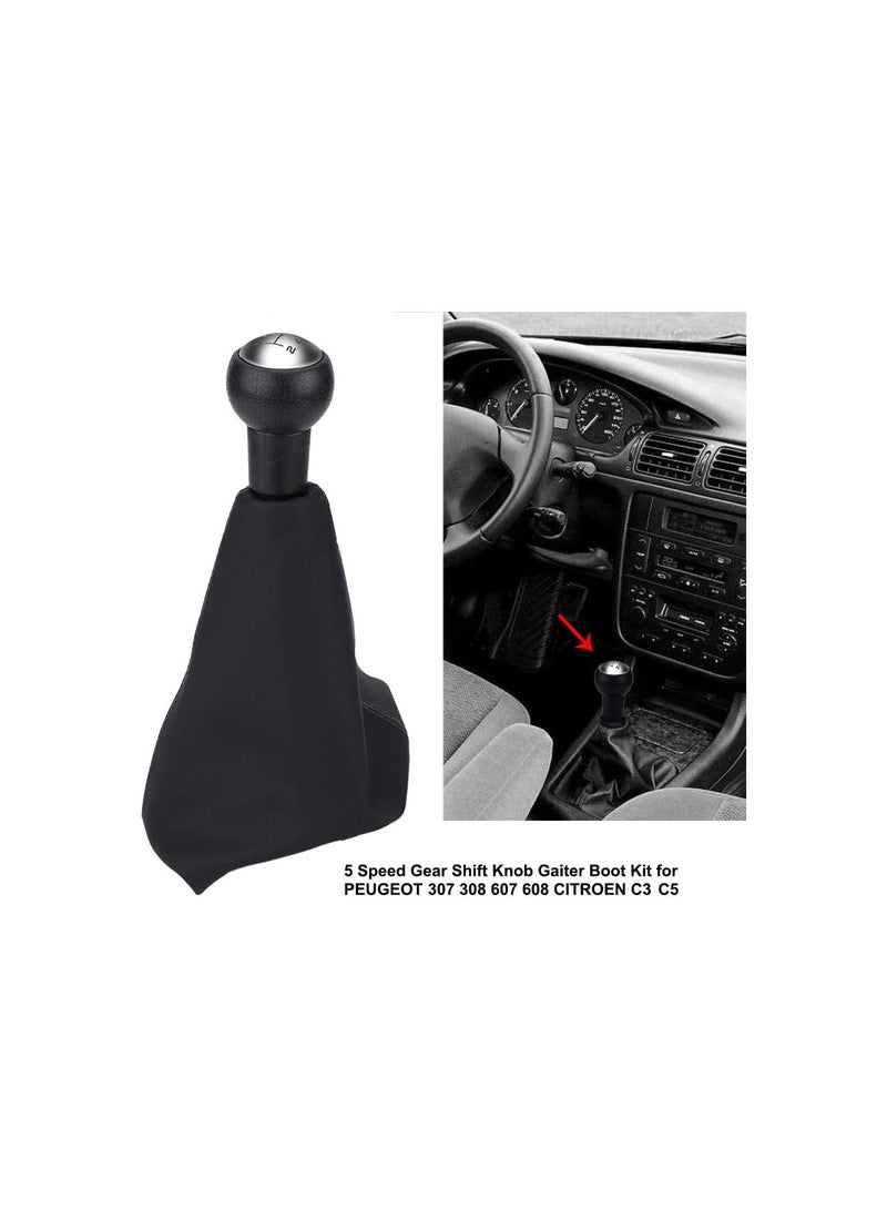 GGOOT Gearstick Knob Gaiter, 5 Speed Gear Shift Knob, Universal Shifter Knobs Ball Shape Stick Shift Knob Replacement with Boot Gearstick Gaiter Boot Kit for PEUGEOT 307 308 607 608 CITROEN C3 C5 - Image 2