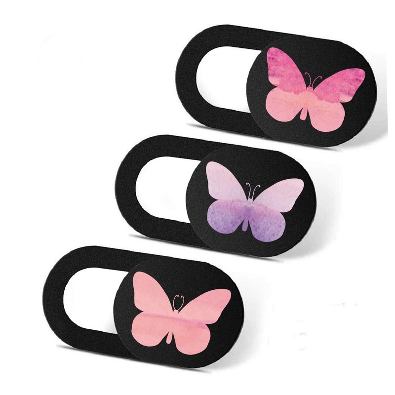 IMNEXT2U Laptop Camera Cover Slide 3 Pack Ultra Thin Slide Laptop Camera Cover for Echo Show, Smartphone, Computer, Tablet, Chromebook, PC - Butterfly - Image 1