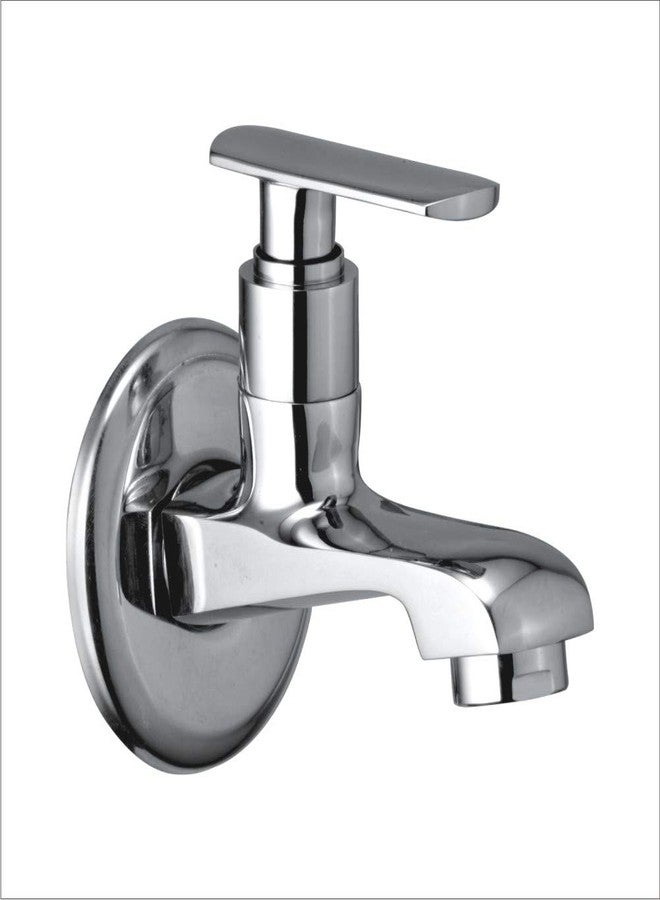SPAZIO Brass Bib Cock Body Tap/Short Body Tap with Wall Flange for Bathroom/Kitchen (Mirage; Silver) - Pack of 1 - Image 1