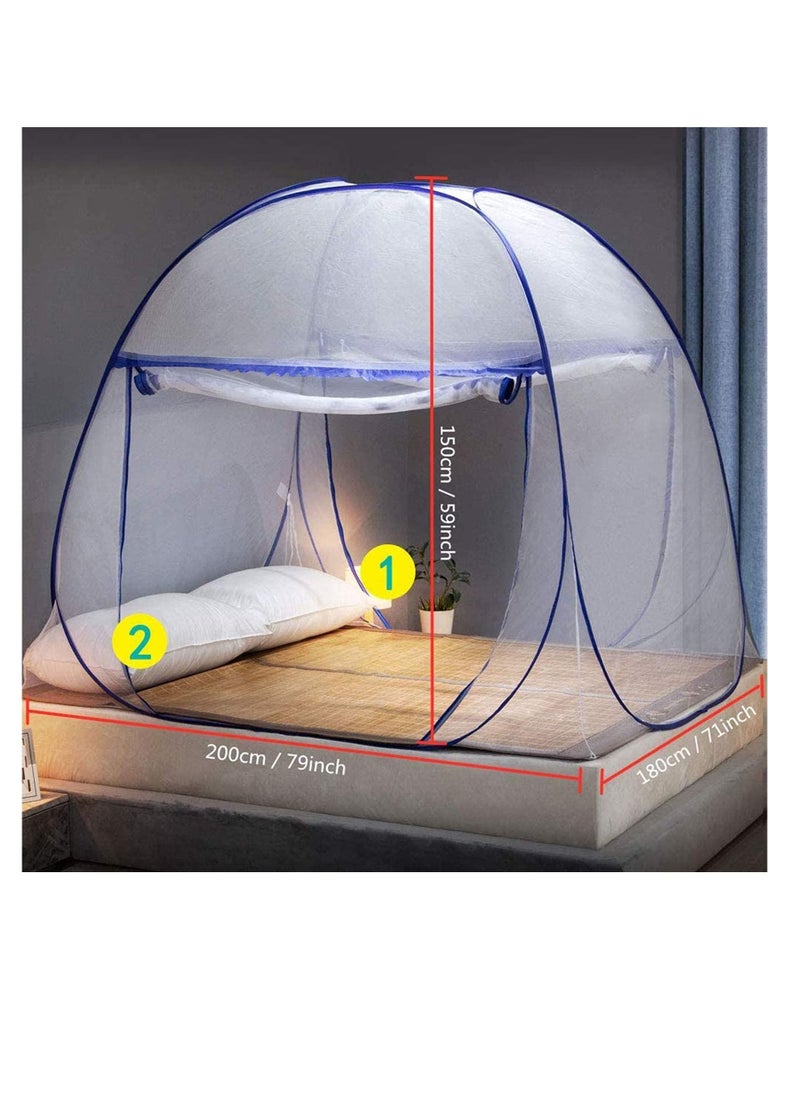 Y&D Mosquito Nets 180 * 200 150cm Portable Tent Travel Double Door Zipper Bed Net Easy Installation Fine mesh for Bedroom Outdoor Camping No Hooks Chemicals  - Image 2