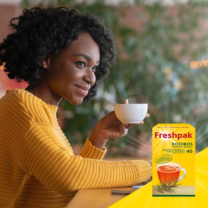 Freshpak Rooibos Tea | 40 Tagless Teabags | Natural Premium Rooibos | Naturally Caffeine Free | Keto Friendly | Rooibos From South Africa | Non GMO - Image 4