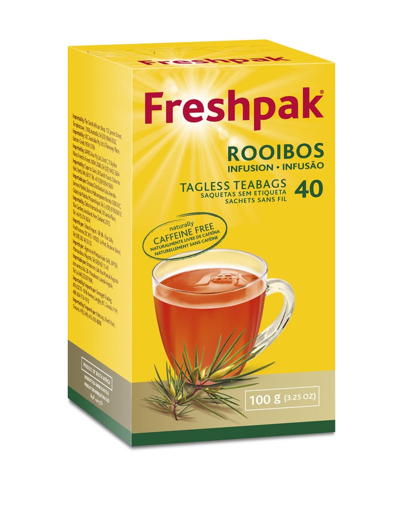 Freshpak Rooibos Tea | 40 Tagless Teabags | Natural Premium Rooibos | Naturally Caffeine Free | Keto Friendly | Rooibos From South Africa | Non GMO - Image 1