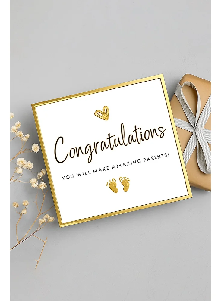 شير ذا لوف  تهانينا على الطفل - بطاقة تهنئة برقائق ذهبية