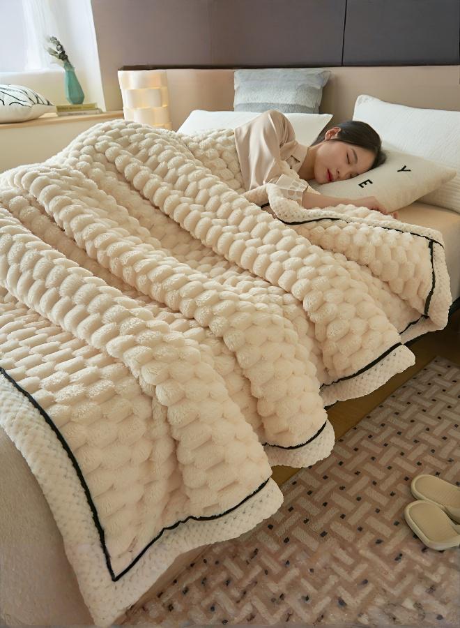 Luxury Reversible Blanket, Double-Sided Fleece Blanket, Bed Throw, Sofa Fleece Blanket, Ultra-Soft Plush Blanket suitable for sofas and beds, creating cosy relaxation and ultimate home warmth, Apricot - Image 1