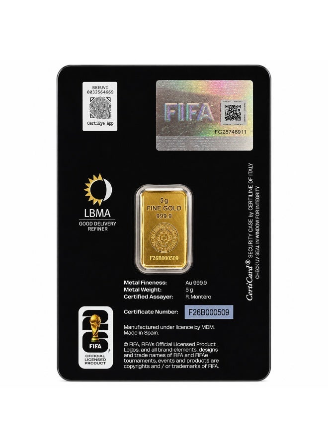 سبيكة ذهب بوزن 5 غرامات وعيار 24 قيراطاً - كأس العالم FIFA 2026 - Image 2