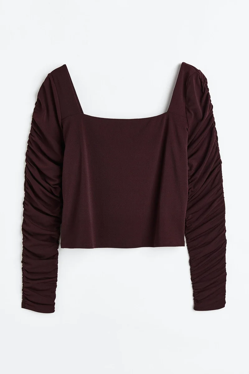 اتش اند ام بلوزة بأكمام مجمعة من &