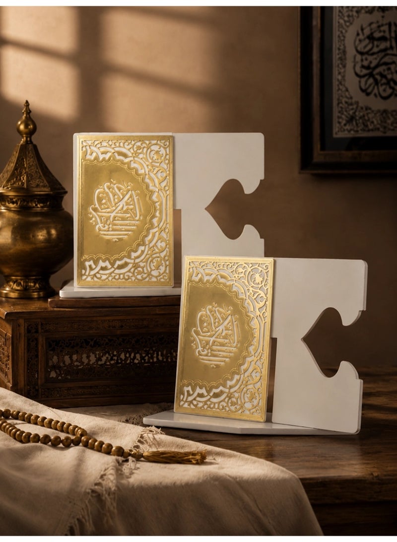 Slema Foldable Wooden Book Stand Quran Bible Book Holder Muslim Reading Bookshelf Magazine Cookbook Display Holder for Display Reading Prayer Chapel - Image 2