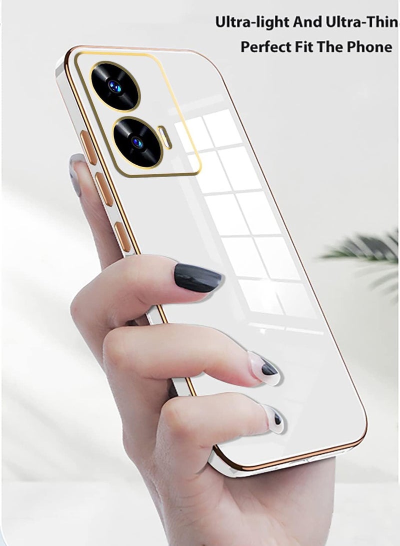 جراب متوافق مع هاتف MOTO G85 5G، قشرة ناعمة مطلية بالكروم الذهبي، أبيض جراب MOTO G85 5G رقيق وناعم مقاوم للصدمات بالكامل - أبيض - Image 3