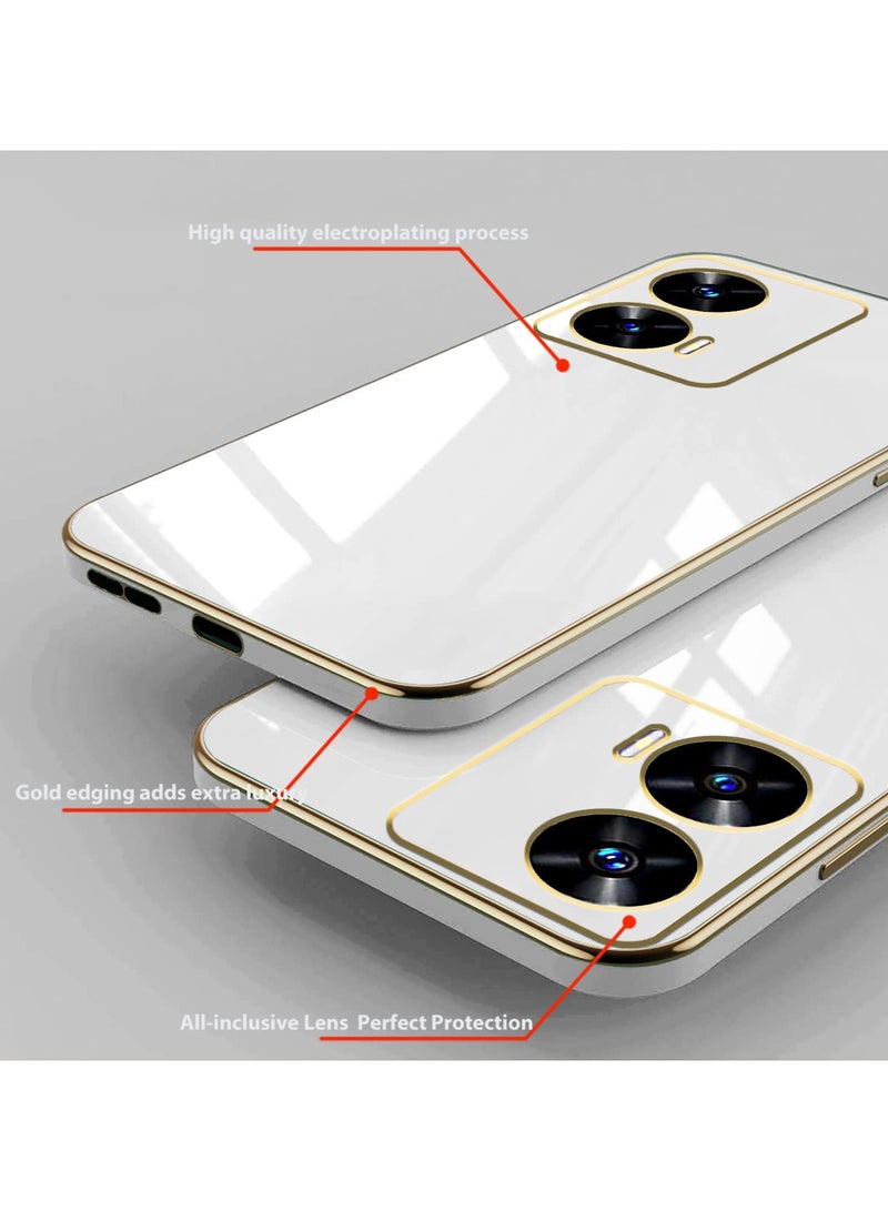 جراب متوافق مع هاتف MOTO G85 5G، قشرة ناعمة مطلية بالكروم الذهبي، أبيض جراب MOTO G85 5G رقيق وناعم مقاوم للصدمات بالكامل - أبيض - Image 4