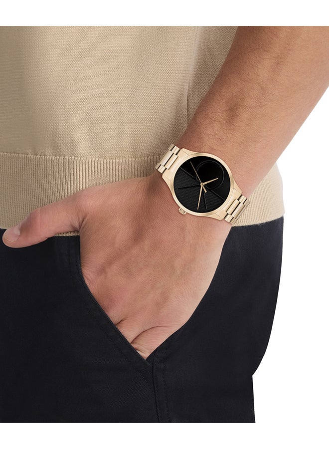 CALVIN KLEIN ساعة كالفن كلاين الدائرية التناظرية للرجال والنساء بحالة ذهبية وردية - 25300028 - Image 4