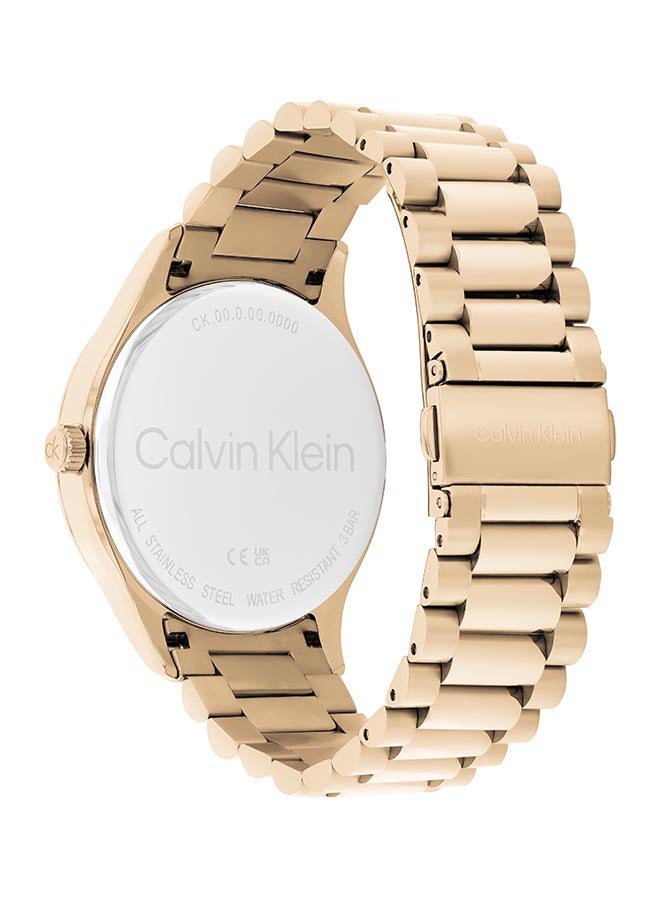 CALVIN KLEIN ساعة كالفن كلاين الدائرية التناظرية للرجال والنساء بحالة ذهبية وردية - 25300028 - Image 2