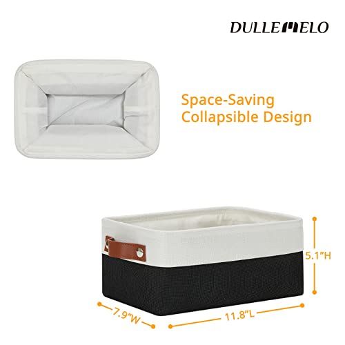 DULLEMELO Small Storage Bin, Collapsible Rectangular Fabric Basket for Organizing, Shelves, Closets, Nursery, Home, Office, Empty Gift Basket (White&Black) - Image 2