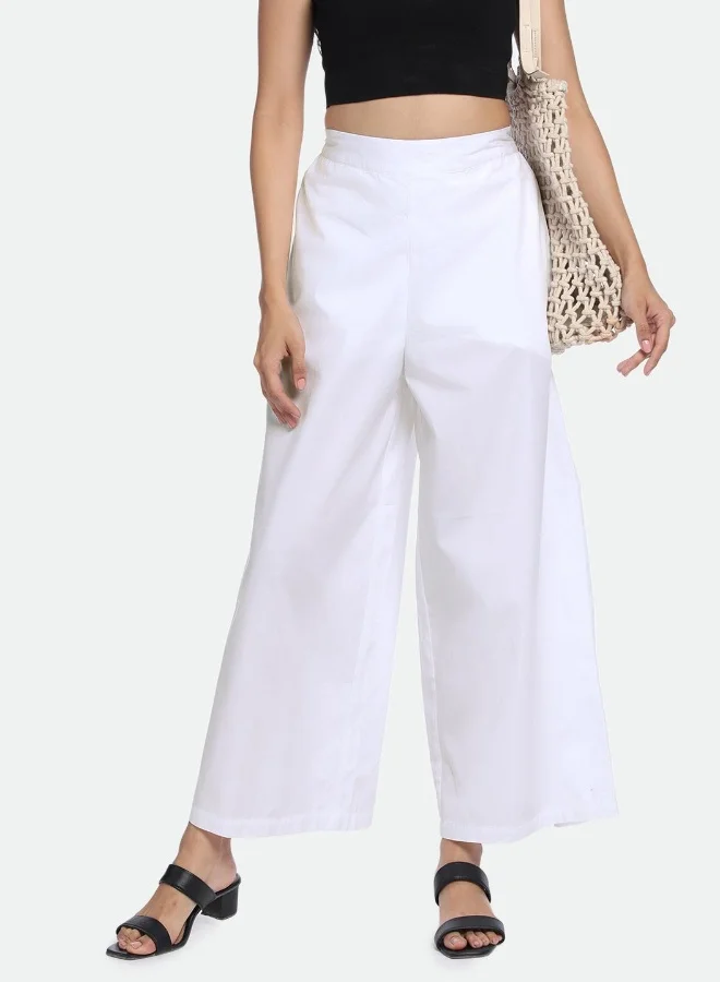 Dennis Lingo Relaxed Fit White Cotton Trousers – Elegant and Comfortable