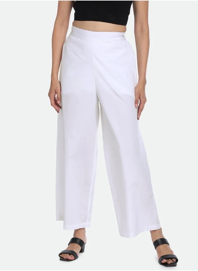 Dennis Lingo Relaxed Fit White Cotton Trousers – Elegant and Comfortable