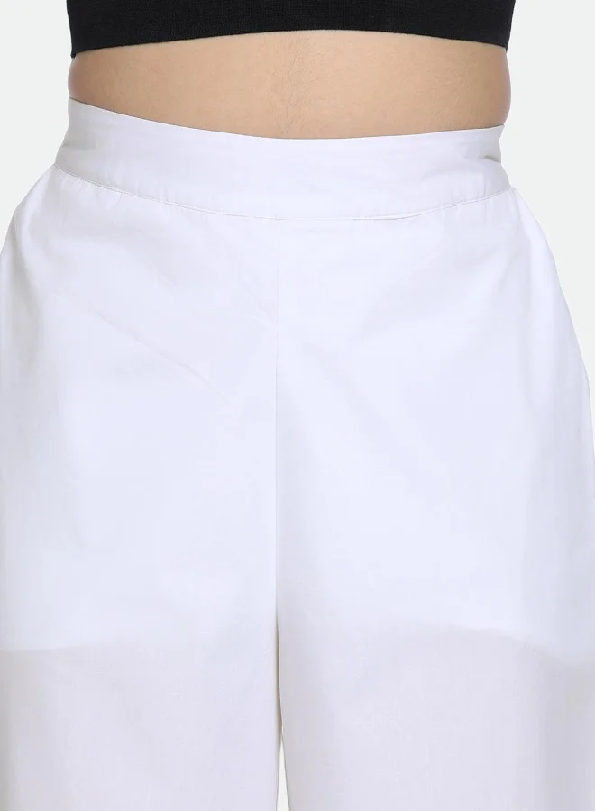 Dennis Lingo Relaxed Fit White Cotton Trousers – Elegant and Comfortable