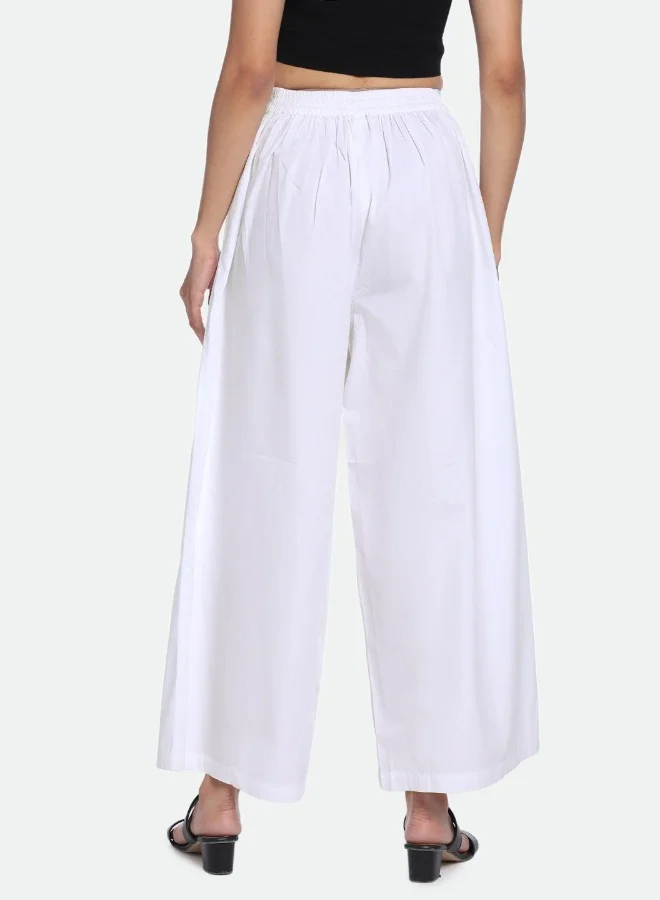 Dennis Lingo Relaxed Fit White Cotton Trousers – Elegant and Comfortable