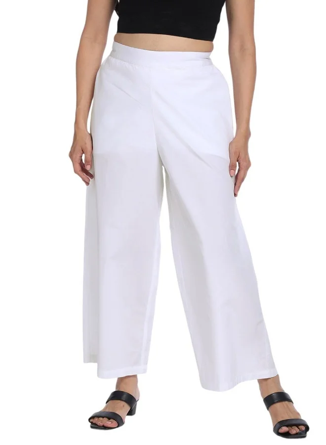 Dennis Lingo Relaxed Fit White Cotton Trousers – Elegant and Comfortable