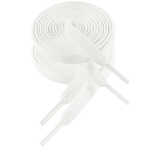 VSUDO 39 Inch Flat White Shoe Laces for Sneakers, Shoelaces for Sneakers, Replacements Shoe Strings for Women or Men (2 Pairs-White-100CM) - Image 1