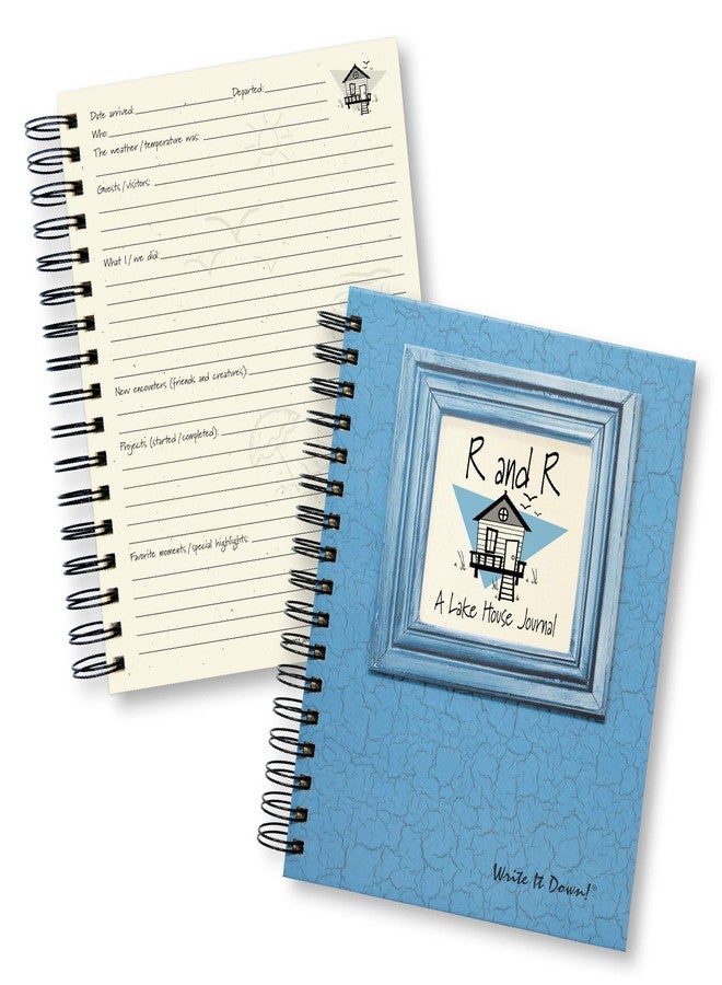 Write it Down series by Journals Unlimited, Guided Journal, R and R, A Lake House Journal, Full-size 7.5"x 9", Blue Hard Cover, Made in USA - Image 1