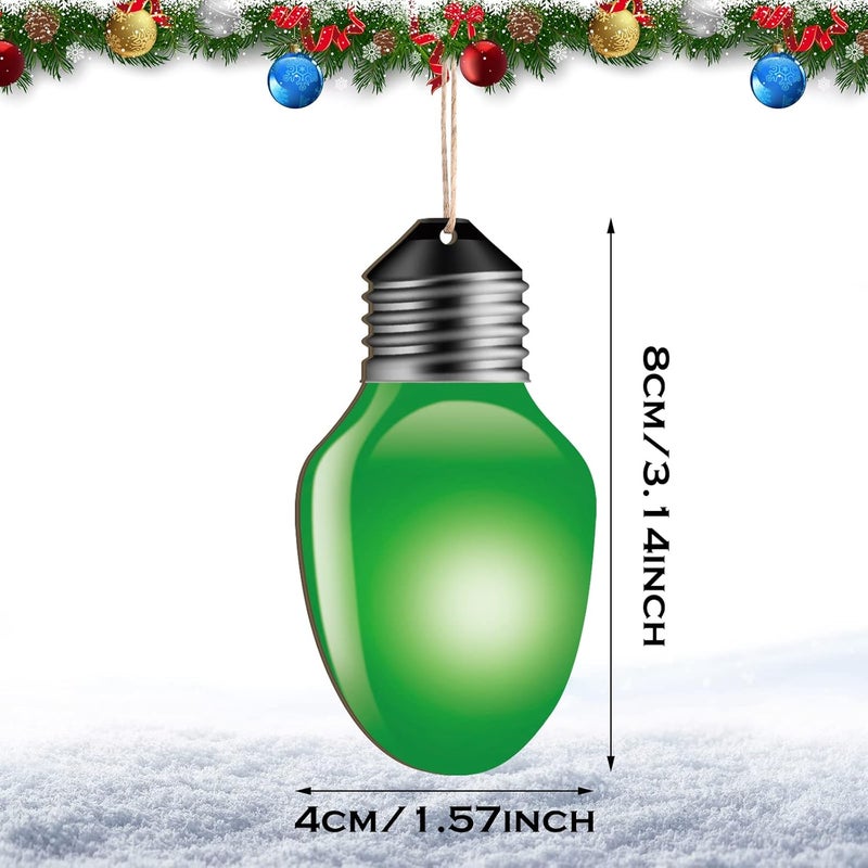 Queekay 48 Pcs Christmas Light Bulbs Cut Outs Wooden Colorful Classroom Decor Hanging Farmhouse Classroom Decor Rustic Reflective Christmas Crafts Wooden Light Bulb Ornaments for Crafts Holiday Christmas - Image 2